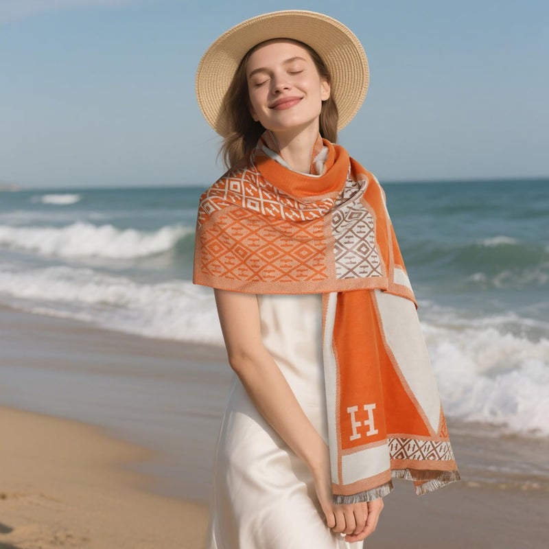 EXTREE Scarfs for Women Pashmina Silky Shawl Wrap for Evening Dressing Blanket Open Front Poncho Cape - Image 4